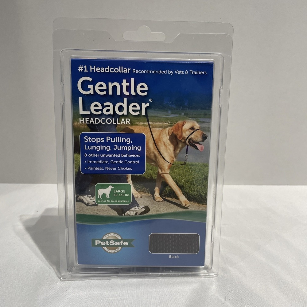 PetSafe Gentle Leader Headcollar Black Large Dog Training Halter 60-130 lbs NEW